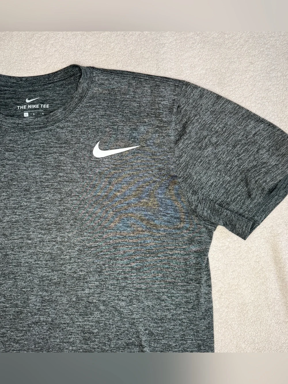 Nike Mens Size Large Dri-FIT Training T-Shirt Gray Short Sleeve Athletic
